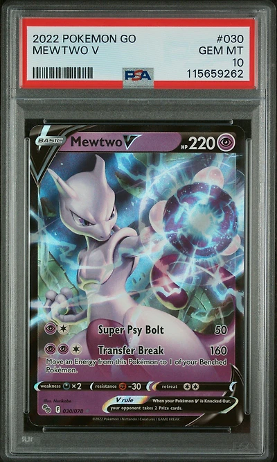 2022 Pokemon Go 030 Mewtwo V PSA 10