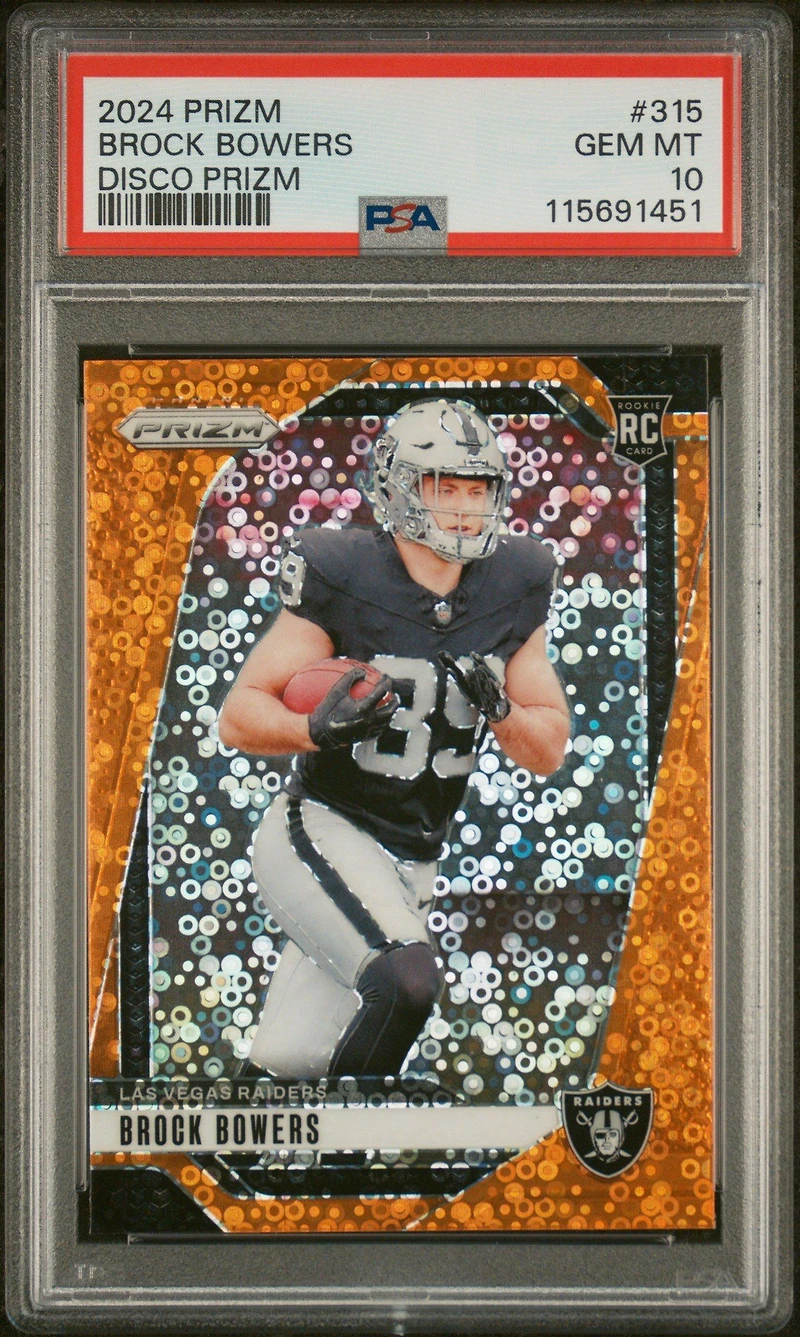2024 Panini Prizm 315 Brock Bowers Disco Prizm PSA 10