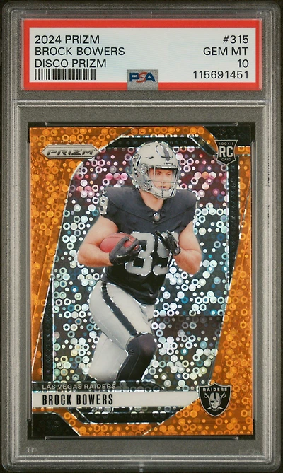 2024 Panini Prizm 315 Brock Bowers Disco Prizm PSA 10