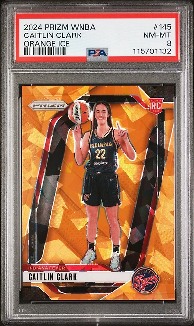 2024 Panini Prizm Wnba 145 Caitlin Clark Orange Ice PSA 8