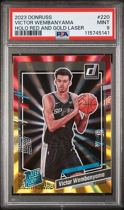 2023 Panini Donruss 220 Victor Wembanyama Holo Red And Gold Laser PSA 9