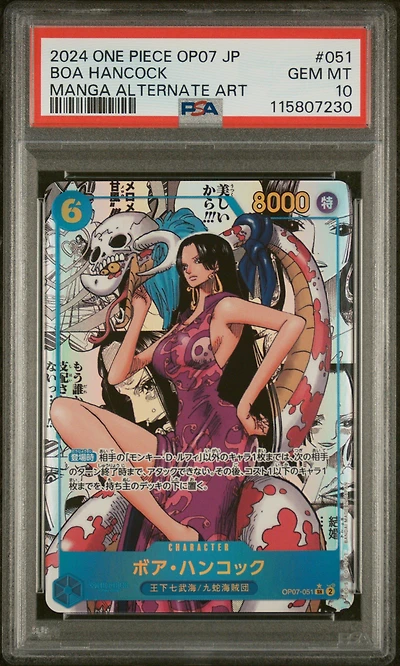 2024 One Piece Japanese Op07-500 Years In The Future 051 Boa Hancock Manga Alternate Art PSA 10