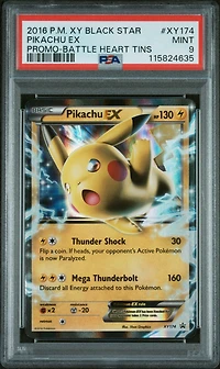 2016 Pokemon Xy Black Star Promo Xy174 Pikachu Ex Battle Heart Tins PSA 9