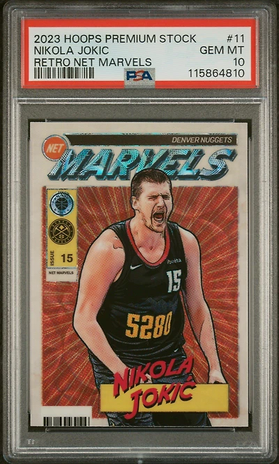2023 Panini Hoops Premium Stock Retro Net Marvels 11 Nikola Jokic PSA 10