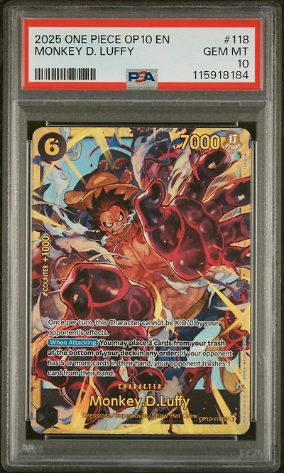 2025 One Piece Op10-royal Blood 118 Monkey D. Luffy PSA 10