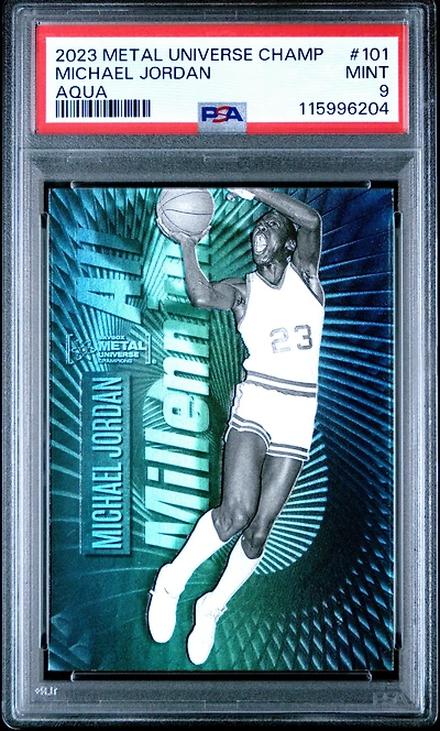 2023 Skybox Metal Universe Champions 101 Michael Jordan Aqua PSA 9
