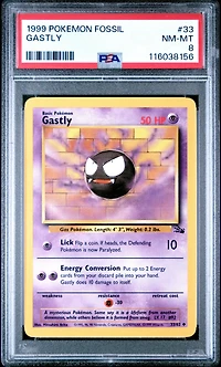 1999 Pokemon Fossil 33 Gastly PSA