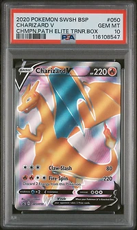 2020 Pokemon Swsh Black Star Promo 050 Charizard V Champion's Path Elite Trainer Box PSA