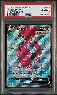 2021 Pokemon Sword & Shield Fusion Strike 253 Full Art/hoopa V PSA 10