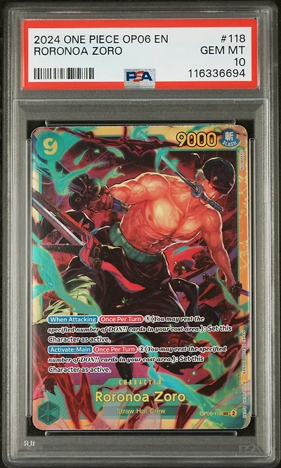 2024 One Piece Op06-wings Of The Captain 118 Roronoa Zoro PSA 10
