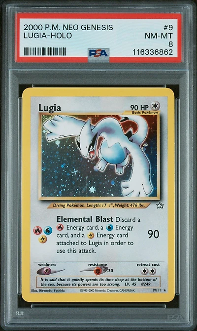 2000 Pokemon Neo Genesis 9 Lugia-holo PSA 8