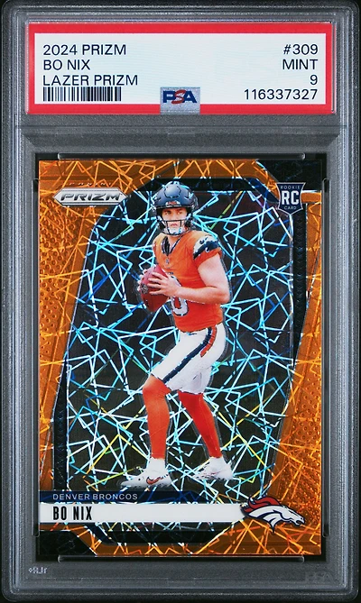 2024 Panini Prizm 309 Bo Nix Lazer Prizm PSA 9