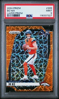 2024 Panini Prizm 309 Bo Nix Lazer Prizm PSA 9