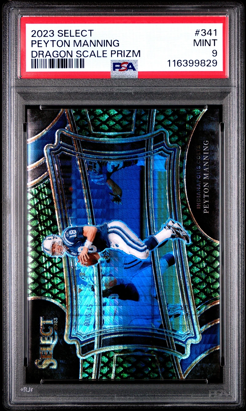 2023 Panini Select 341 Peyton Manning Dragon Scale Prizm PSA 9