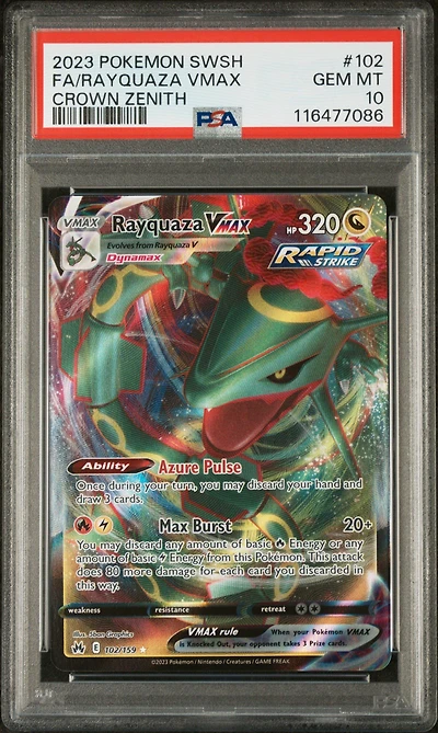 2023 Pokemon Sword And Shield Crown Zenith Full Art/rayquaza Vmax PSA 10