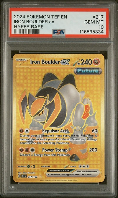 2024 Pokemon Tef En-temporal Forces 217 Iron Boulder Ex Hyper Rare PSA