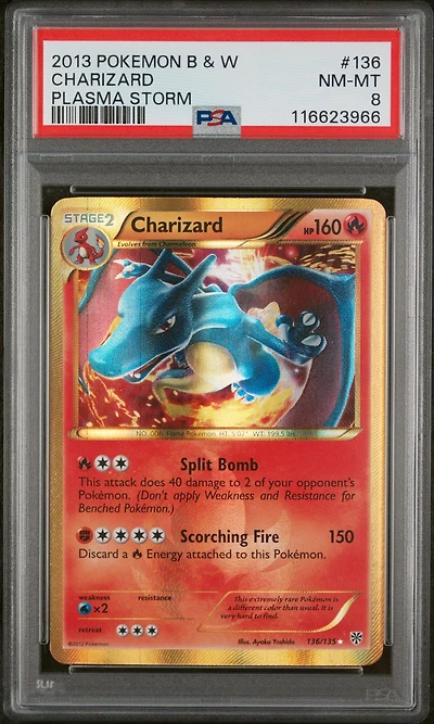 2013 Pokemon Black & White Plasma Storm 136 Charizard PSA 8