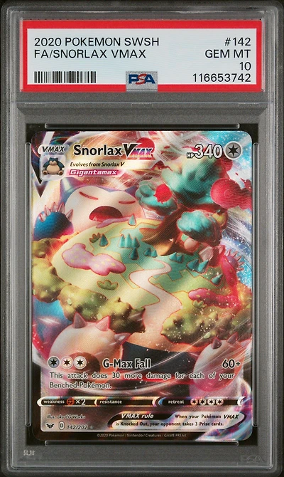 2020 Pokemon Sword & Shield 142 Full Art/snorlax Vmax PSA