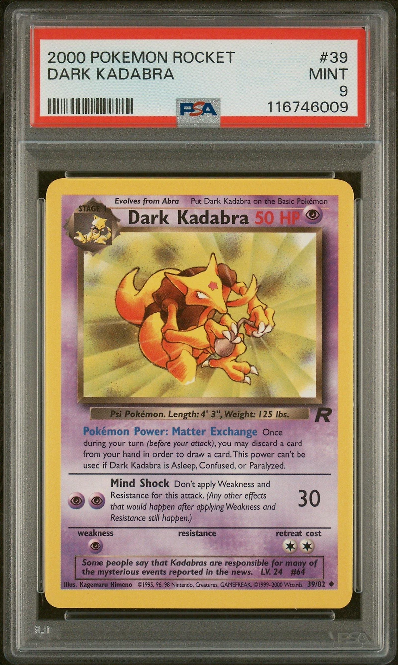 2000 Pokemon Rocket 39 Dark Kadabra PSA