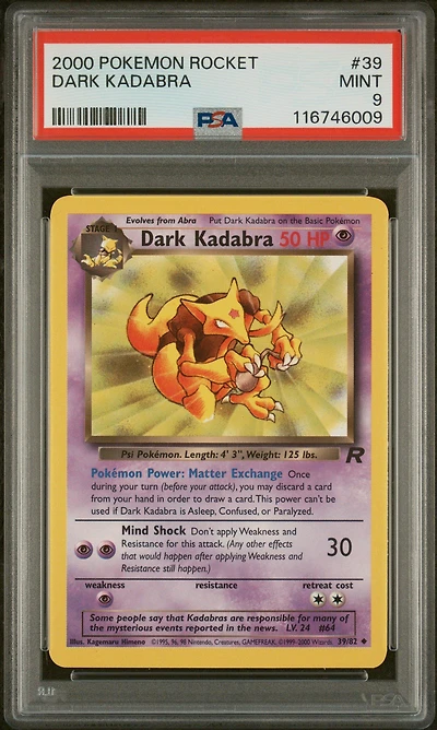 2000 Pokemon Rocket 39 Dark Kadabra PSA
