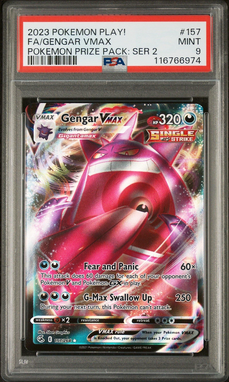 2023 Pokemon Play! Pokemon Prize Pack: Series 2 157 Full Art/gengar Vmax PSA 9