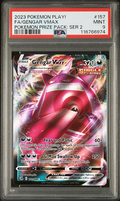 2023 Pokemon Play! Pokemon Prize Pack: Series 2 157 Full Art/gengar Vmax PSA 9