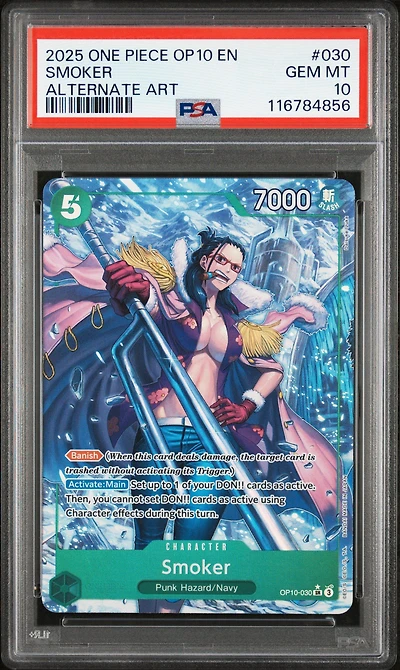 2025 One Piece Op10-royal Blood 030 Smoker Alternate Art PSA 10