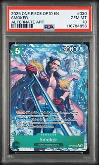 2025 One Piece Op10-royal Blood 030 Smoker Alternate Art PSA 10