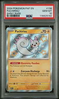 2024 Pokemon Paf En-paldean Fates 138 Pachirisu Shiny Rare PSA 10