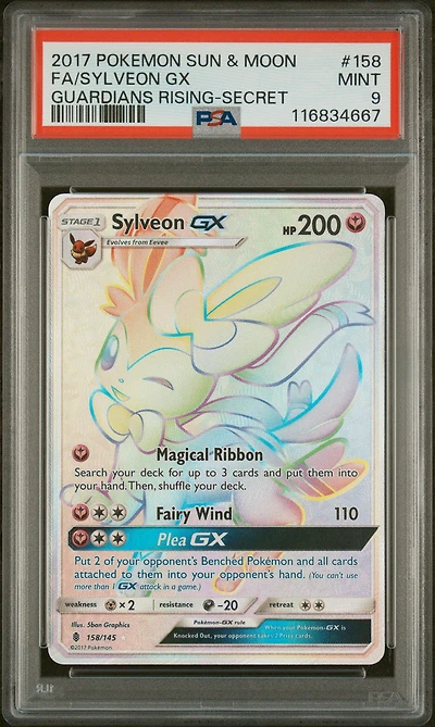 2017 Pokemon Sun & Moon Guardians Rising 158 Full Art/sylveon Gx Secret PSA