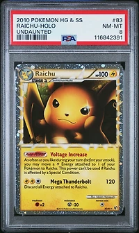 2010 Pokemon Heartgold & Soulsilver Undaunted 83 Raichu-holo PSA 8
