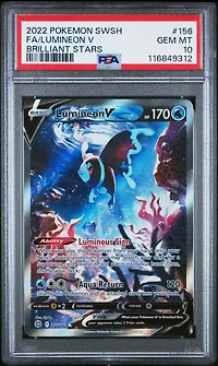 2022 Pokemon Sword & Shield Brilliant Stars 156 Full Art/lumineon V PSA