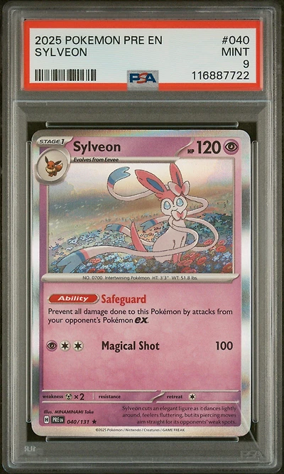 2025 Pokemon Pre En-prismatic Evolutions 040 Sylveon PSA 9