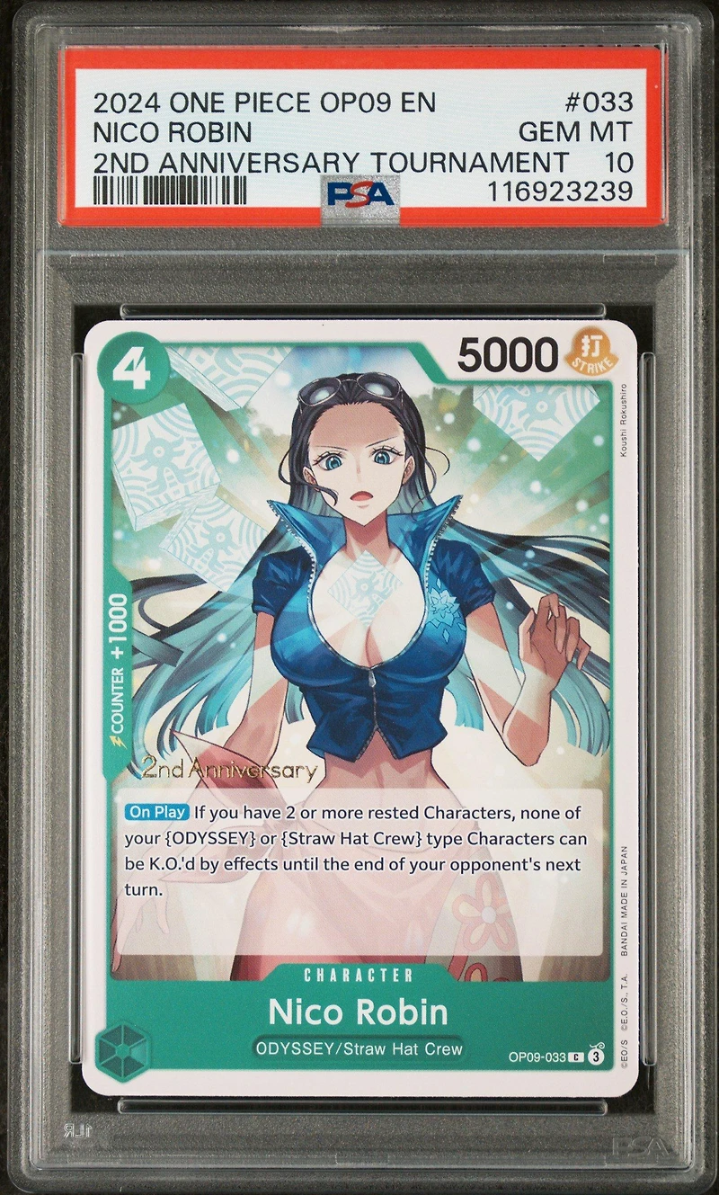 2024 One Piece Op09-emperors In The New World 033 Nico Robin 2nd Anniversary Tournament PSA 10