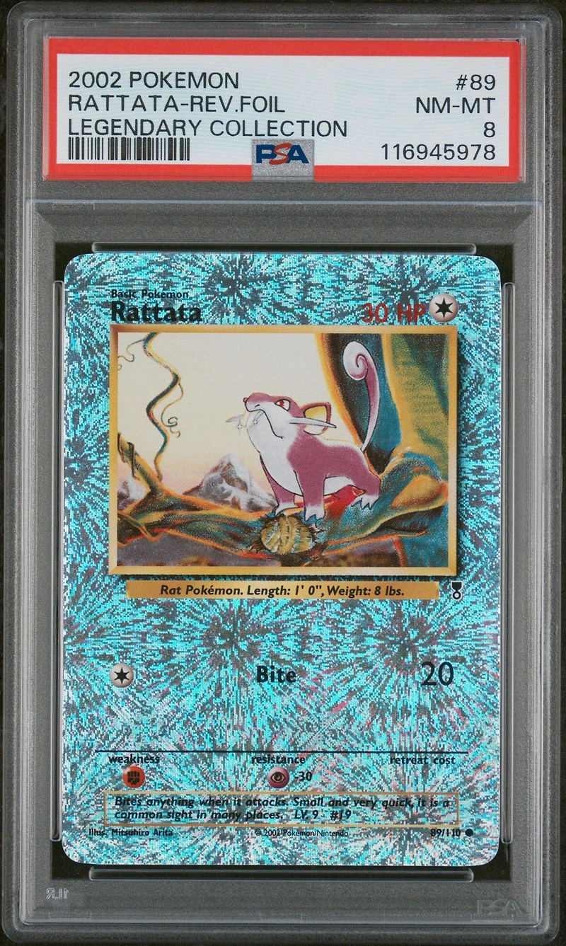 2002 Pokemon Legendary Collection 89 Rattata-reverse Foil PSA 8