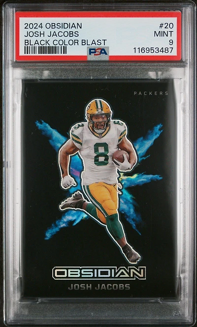 2024 Panini Obsidian Black Color Blast 20 Josh Jacobs PSA 9