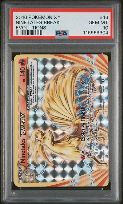 2016 Pokemon Xy Evolutions 16 Ninetales Break PSA
