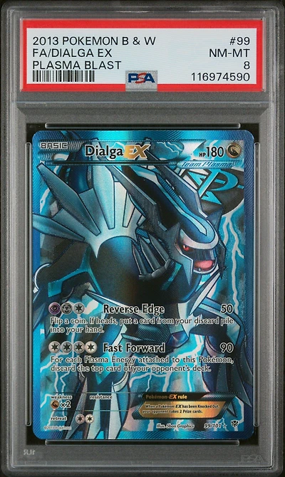 2013 Pokemon Black & White Plasma Blast 99 Full Art/dialga Ex PSA 8