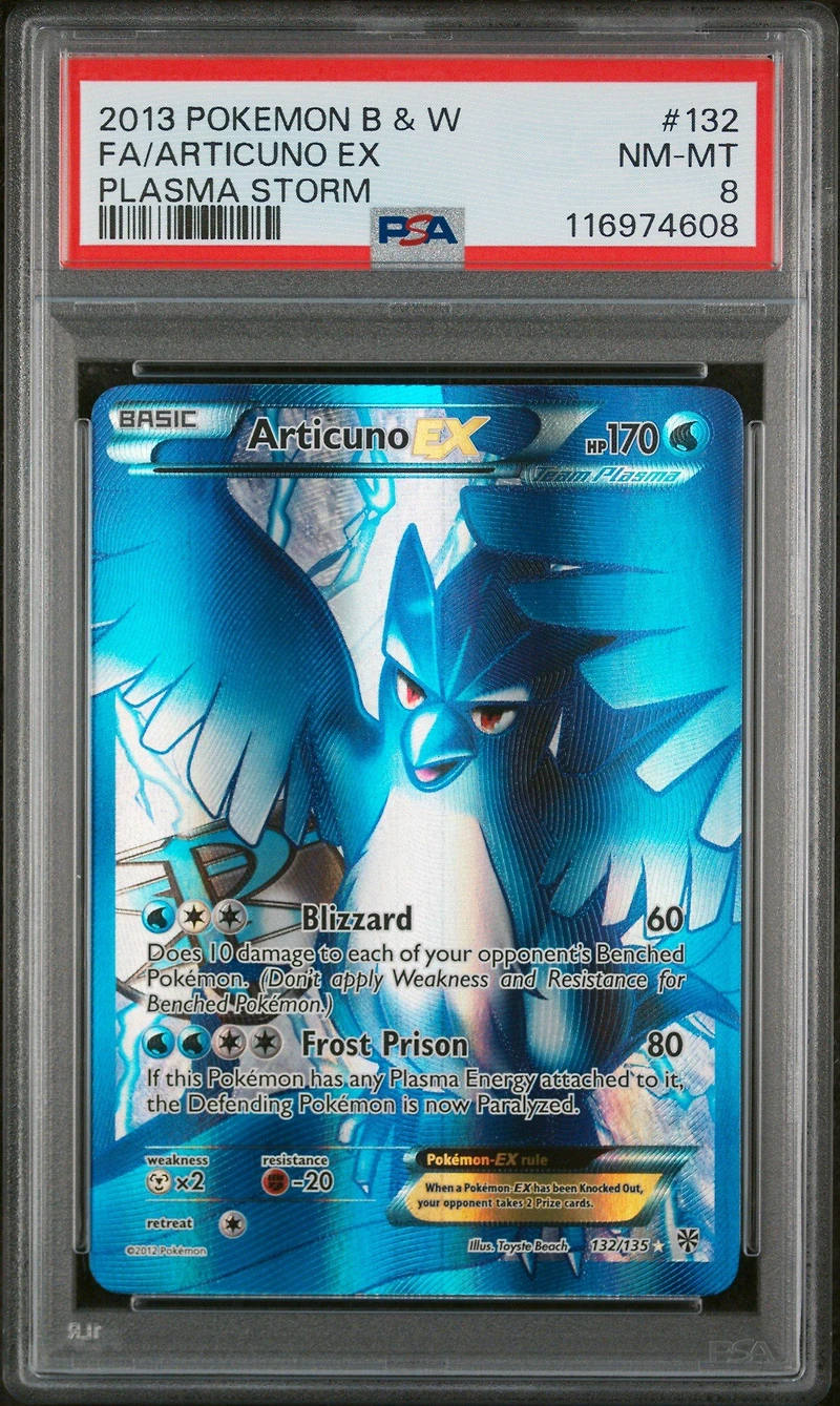2013 Pokemon Black & White Plasma Storm 132 Full Art/articuno Ex PSA