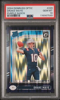 2024 Panini Donruss Optic 229 Drake Maye Purple Shock PSA 10