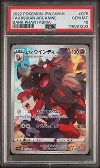 2022 Pokemon Japanese Sword & Shield Dark Phantasma 075 Full Art/hisuian Arcanine PSA 10