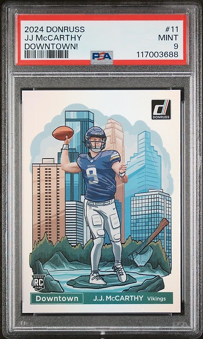 2024 Panini Donruss Downtown! 11 Jj Mccarthy PSA 9