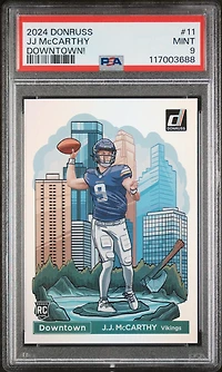2024 Panini Donruss Downtown! 11 Jj Mccarthy PSA 9
