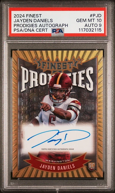 2024 Topps Finest Prodigies Autographs Pjd Jayden Daniels PSA 10