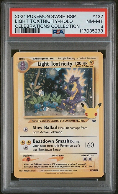 2021 Pokemon Swsh Black Star Promo 137 Light Toxtricity-holo Celebrations Collection PSA