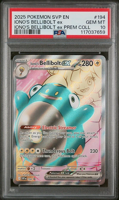 2025 Pokemon Svp En-sv Black Star Promo 194 Iono's Bellibolt Ex Iono's Bellibolt Ex Premium Collection PSA