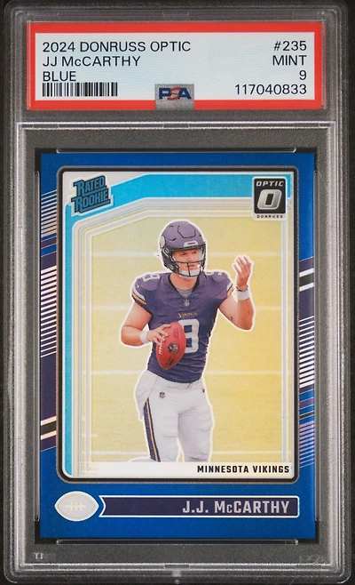 2024 Panini Donruss Optic 235 Jj Mccarthy Blue PSA 9
