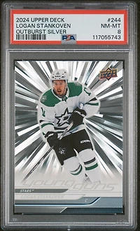 2024 Upper Deck 244 Logan Stankoven Outburst Silver PSA 8