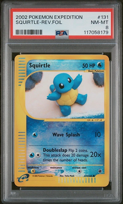 2002 Pokemon Expedition 131 Squirtle-reverse Foil PSA 8