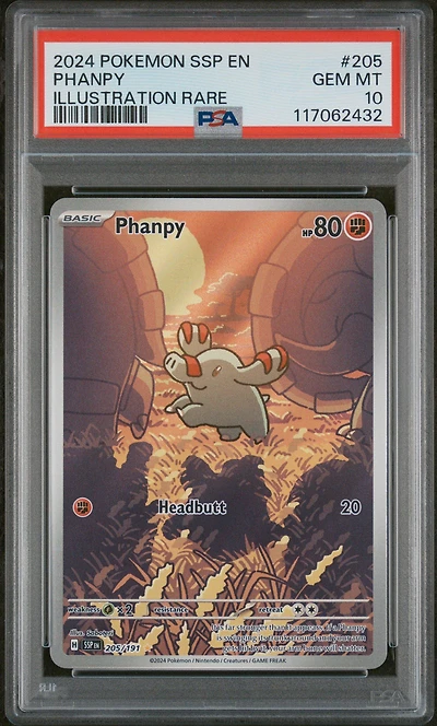2024 Pokemon Ssp En-surging Sparks 205 Phanpy Illustration Rare PSA 10
